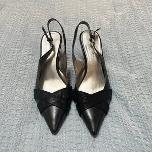 Anne Klein Classic Black Slingback Pumps, Size 7 1/2 M